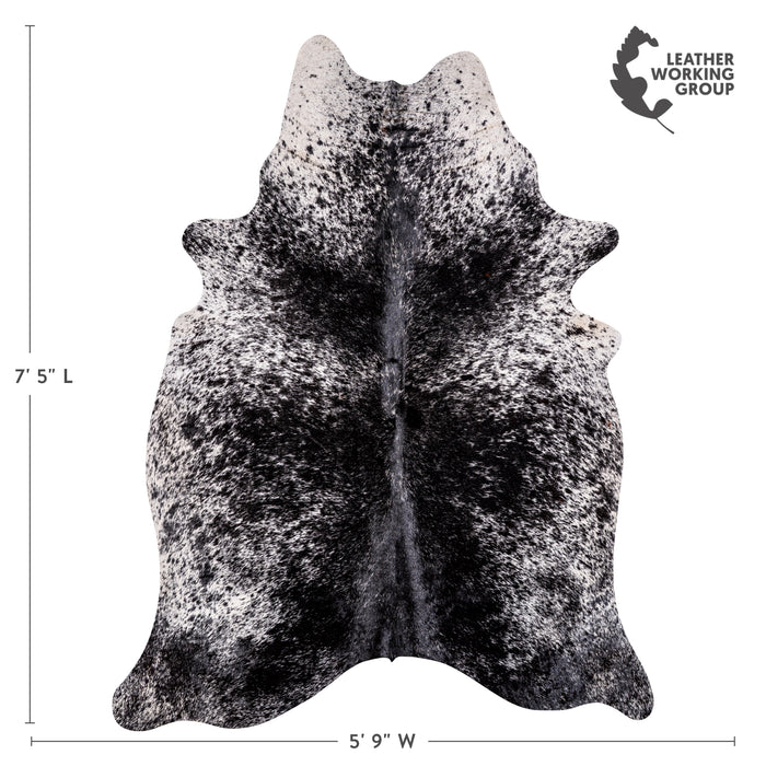 Brazilian Black Salt and Pepper Cowhide Rug Size 7'5" L x 5'9" W 3279