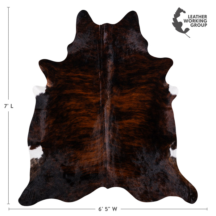 Brazilian Dark Brindle Cowhide Rug Size 7'0" L x 6'5" W 3322