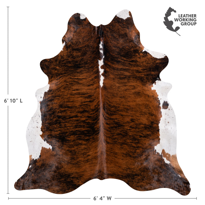 Brazilian Brindle White Belly and Backbone Cowhide Rug Size 6'10" L x 6'4" W 3328