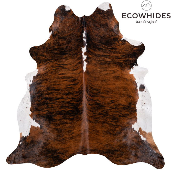 Brazilian Brindle White Belly and Backbone Cowhide Rug Size 6'10" L x 6'4" W 3328
