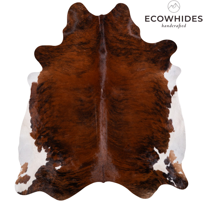 Brazilian Brindle White Belly Cowhide Rug Size 7'4" L x 6'5" W 3337