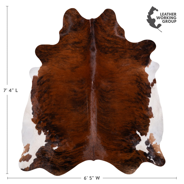 Brazilian Brindle White Belly Cowhide Rug Size 7'4" L x 6'5" W 3337