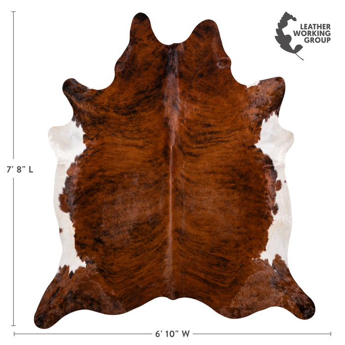 Brazilian Brindle White Belly Cowhide Rug Size 7'8" L x 6'10" W 3339