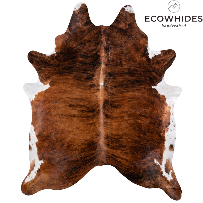 Brazilian Brindle White Belly Cowhide Rug Size 7'11" L x 6'8" W 3341