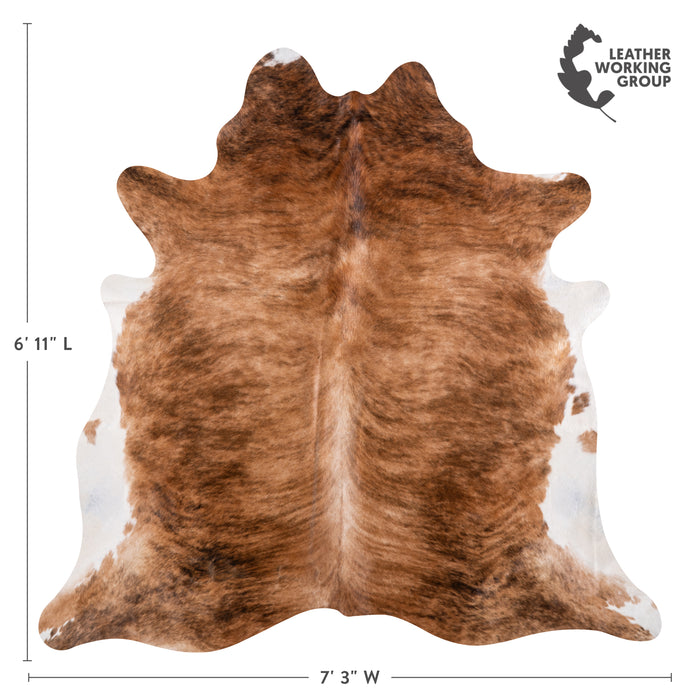 Brazilian Brindle White Belly Cowhide Rug Size 6'11" L x 7'3" W 3342