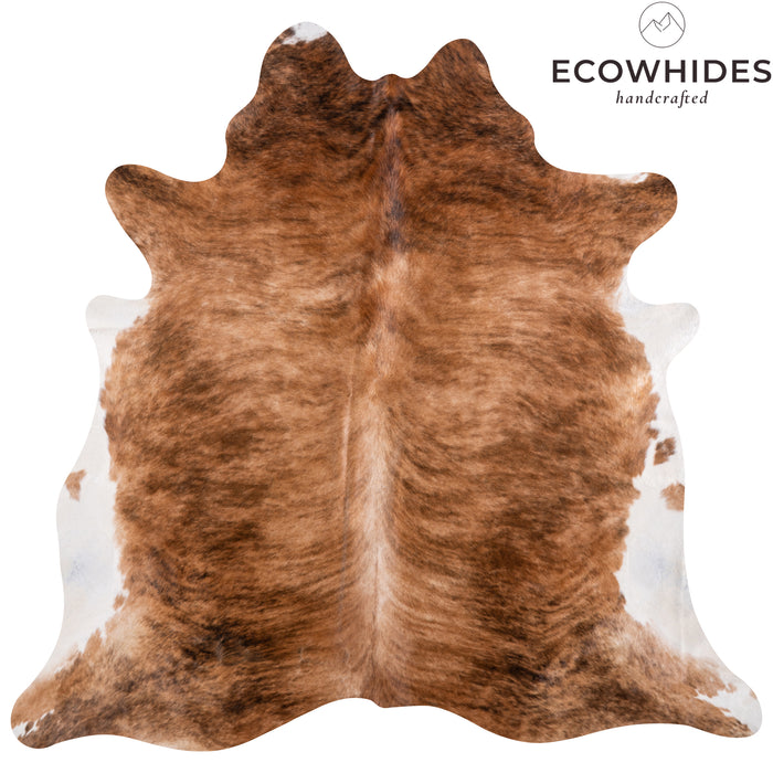 Brazilian Brindle White Belly Cowhide Rug Size 6'11" L x 7'3" W 3342