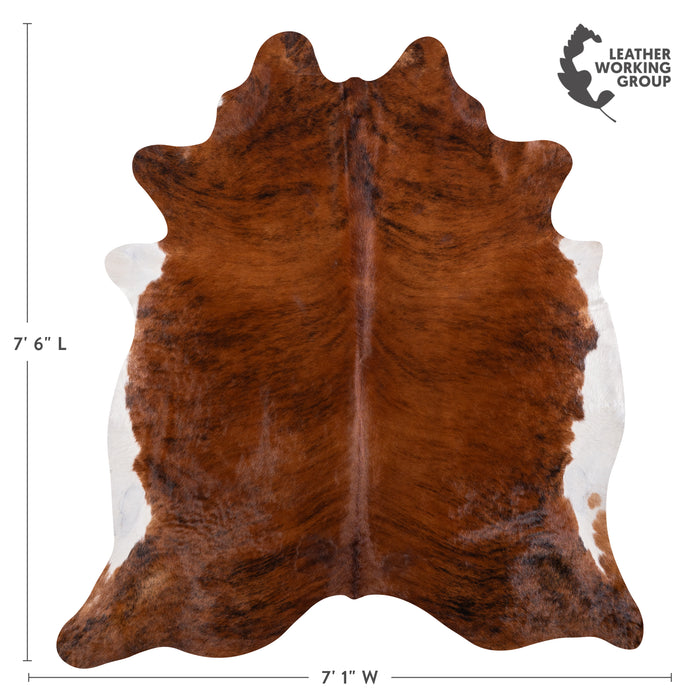 Brazilian Brindle White Belly Cowhide Rug Size 7'6" L x 7'1" W 3344