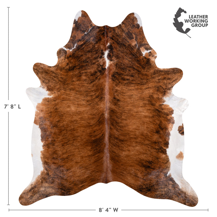 Brazilian Brindle White Belly Cowhide Rug Size 7'8" L x 8'4" W 3355