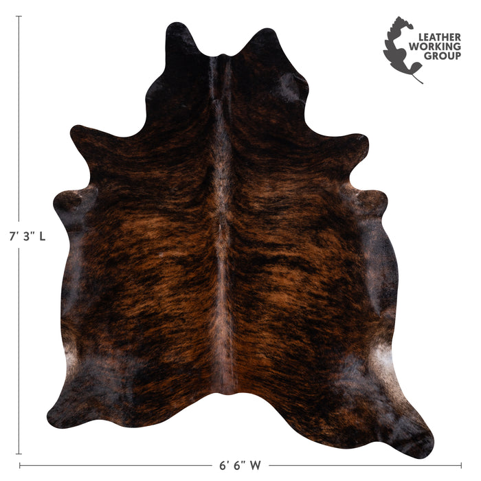 Brazilian Dark Brindle Cowhide Rug Size 7'3" L x 6'6" W 3368