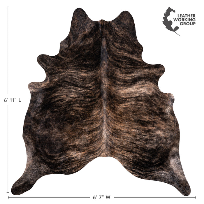Brazilian Dark Brindle Cowhide Rug Size 6'11" L x 6'7" W 3375