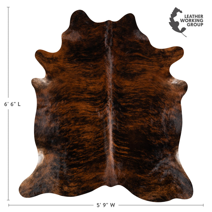 Brazilian Dark Brindle Cowhide Rug Size 6'6" L x 5'9" W 3378