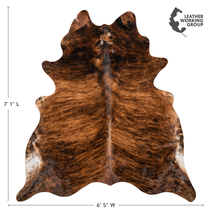 Brazilian Brindle Cowhide Rug Size 7'1" L x 6'5" W 3395