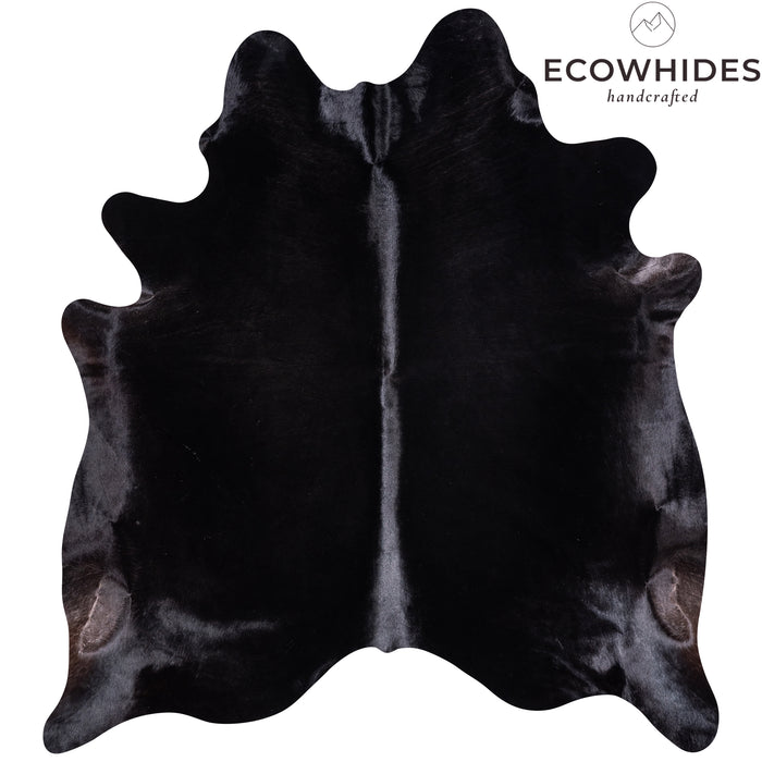 Brazilian Solid Black Cowhide Rug Size 6'10" L x 6'1" W 3416