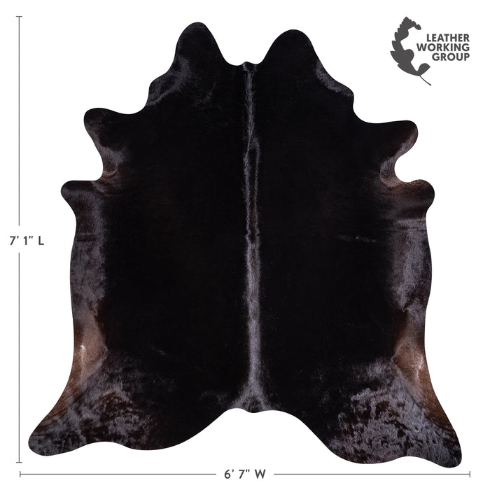Brazilian Solid Black Cowhide Rug Size 7'1" L x 6'7" W 3426