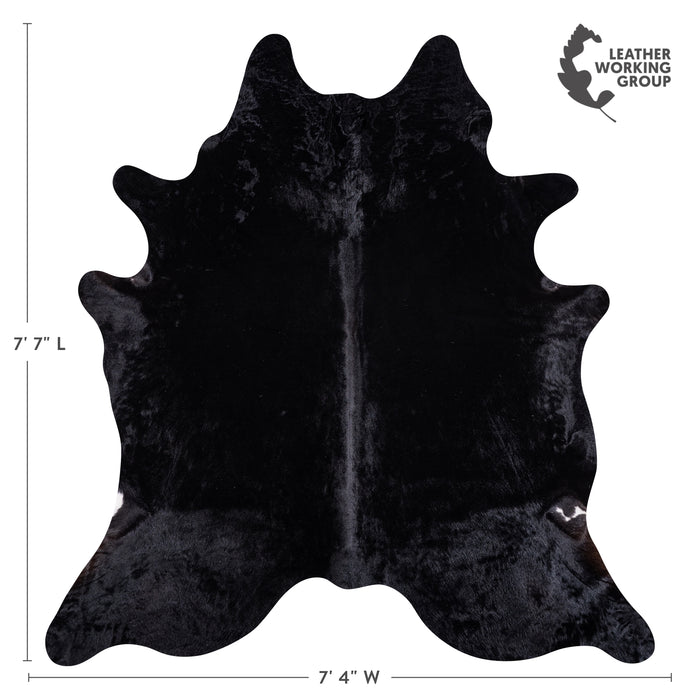 Brazilian Solid Black Cowhide Rug Size 7'7" L x 7'4" W 3435