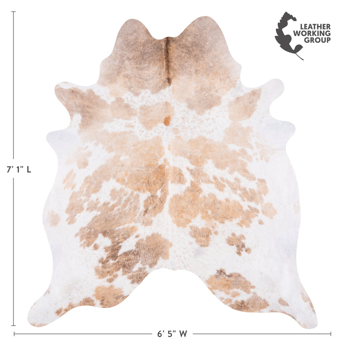 Brazilian Palomino and White Cowhide Rug Size 7'1" L x 6'5" W 3445