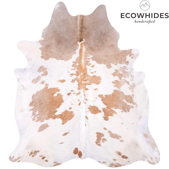 Brazilian Palomino and White Cowhide Rug Size 7'9" L x 6'11" W 3453