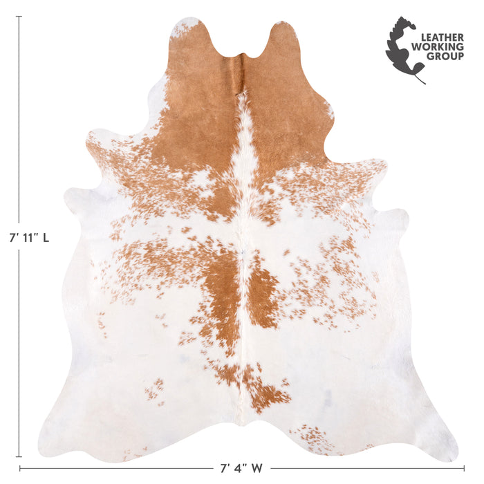 Brazilian Palomino and White Cowhide Rug Size 7'11" L x 7'4" W 3455