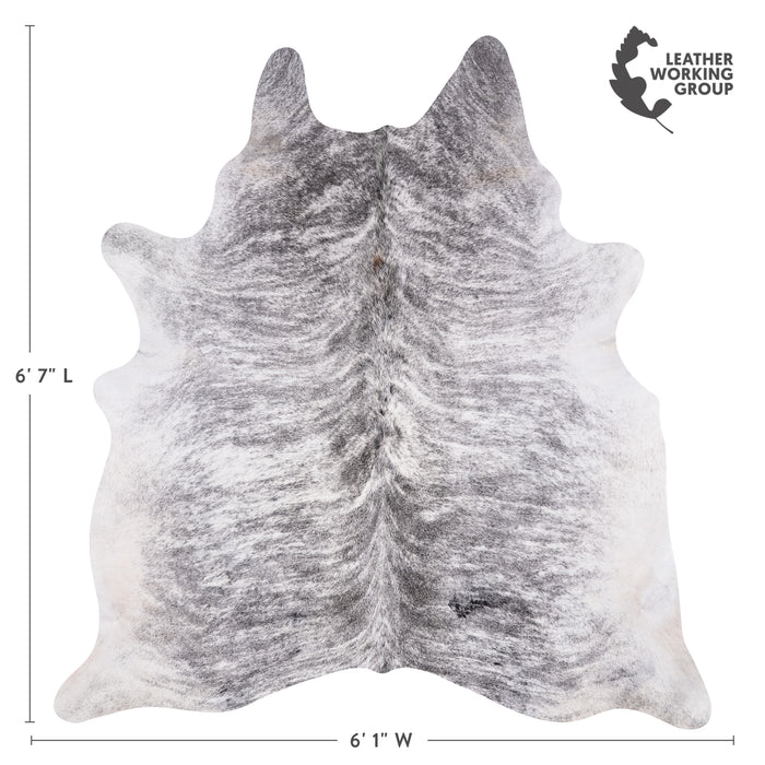 Brazilian Light Grey Brindle Cowhide Rug Size 6'7" L x 6'1" W 3457