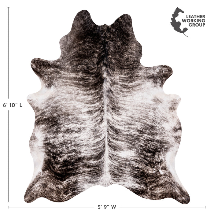 Brazilian Light Grey Brindle Cowhide Rug Size 6'10" L x 5'9" W 3458