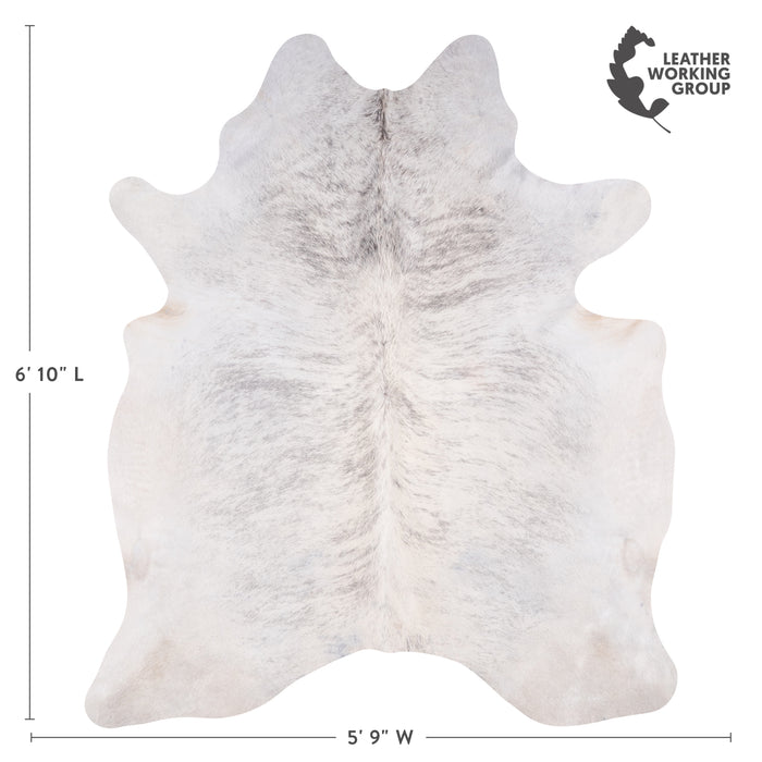 Brazilian Light Grey Brindle Cowhide Rug Size 6'10" L x 5'9" W 3459