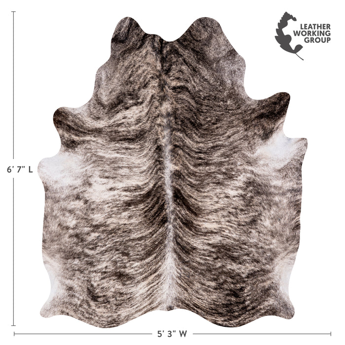 Brazilian Light Grey Brindle Cowhide Rug Size 6'7" L x 5'3" W 3460