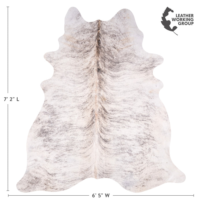 Brazilian Light Grey Brindle Cowhide Rug Size 7'2" L x 6'5" W 3463