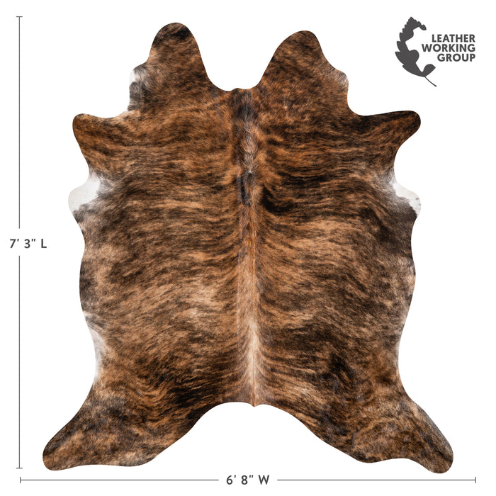 Brazilian Brindle Cowhide Rug Size 7'3" L x 6'8" W 3534