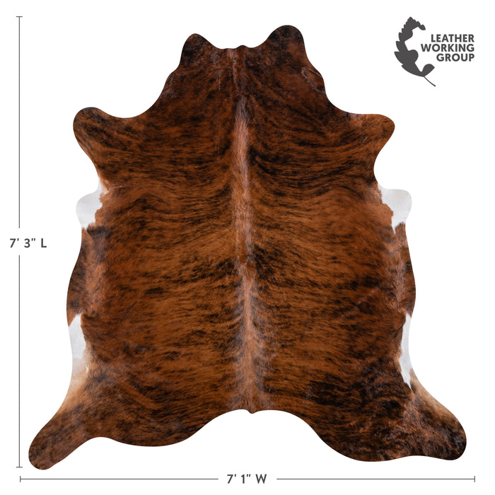 Brazilian Brindle Cowhide Rug Size 7'3" L x 7'1" W 3577