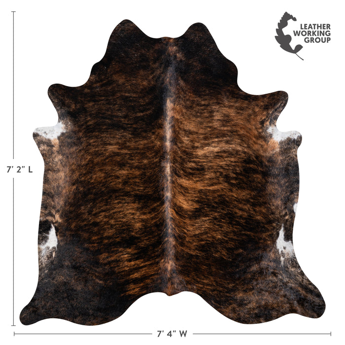 Brazilian Dark Brindle Cowhide Rug Size 7'2" L x 7'4" W 3609