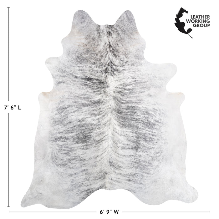 Brazilian Light Grey Brindle Cowhide Rug Size 7'6" L x 6'9" W 3617