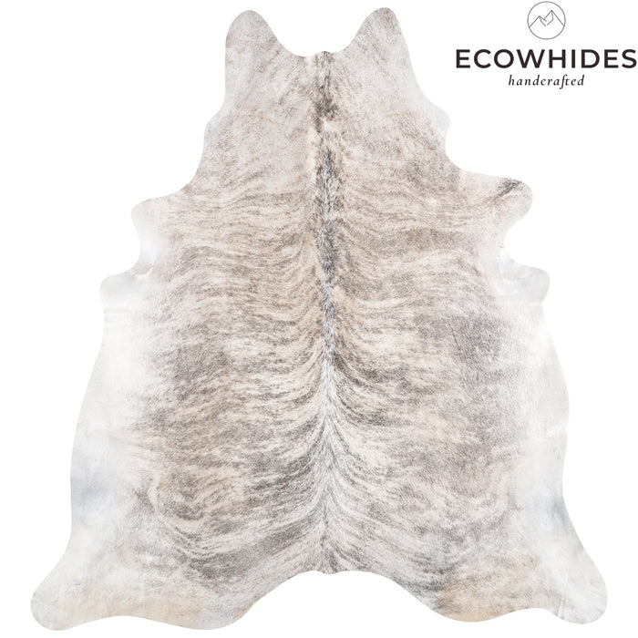 Brazilian Light Grey Brindle Cowhide Rug Size 7'3" L x 6'9" W 3619