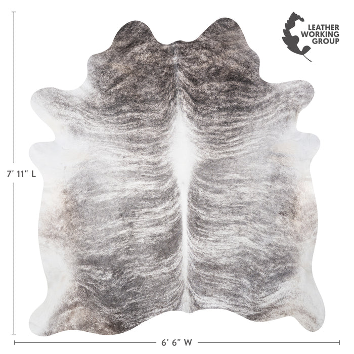 Brazilian Light Grey Brindle Cowhide Rug Size 6'11" L x 6'6" W 3622