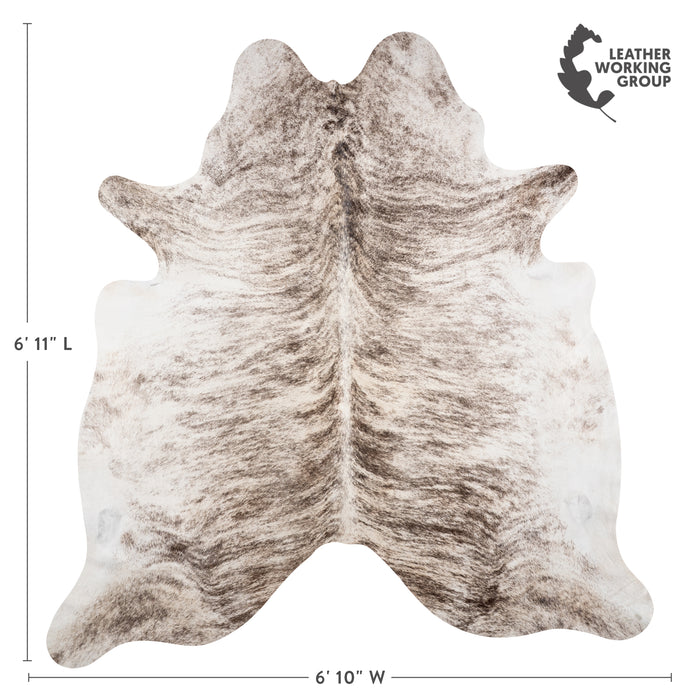 Brazilian Light Grey Brindle Cowhide Rug Size 6'11" L x 6'10" W 3624