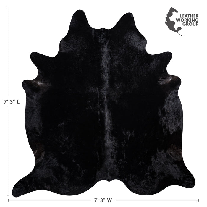 Brazilian Solid Black Cowhide Rug Size 7'3" L x 7'3" W 3645