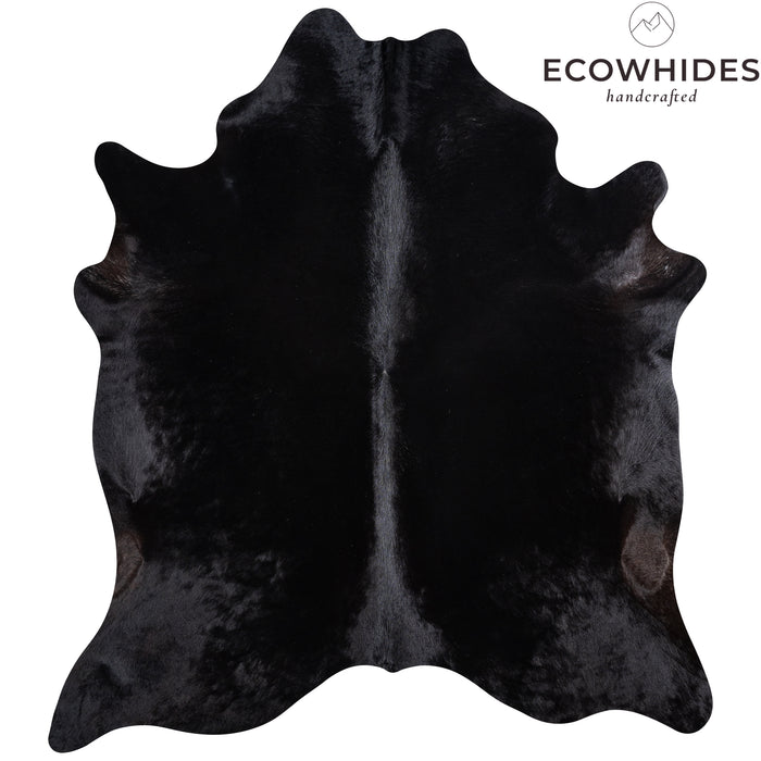 Brazilian Solid Black Cowhide Rug Size 7'2" L x 6'8" W 3646