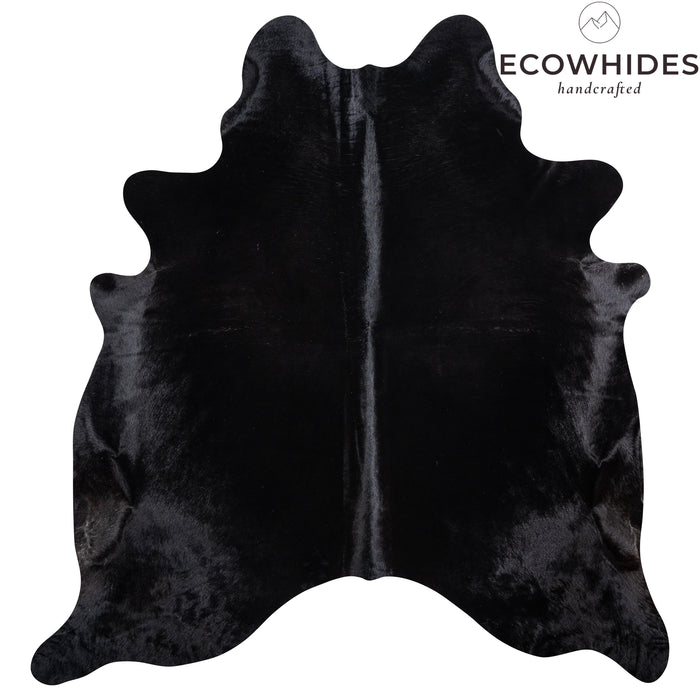 Brazilian Solid Black Cowhide Rug Size 7'7" L x 7'6" W 3649
