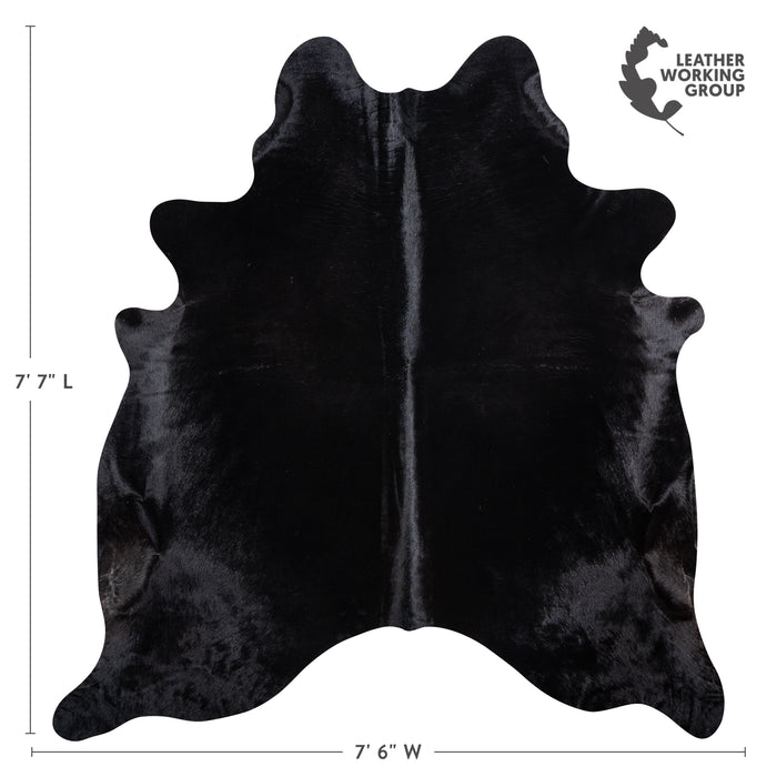 Brazilian Solid Black Cowhide Rug Size 7'7" L x 7'6" W 3649