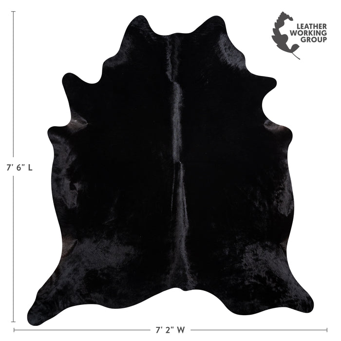 Brazilian Solid Black Cowhide Rug Size 7'6" L x 7'2" W 3650