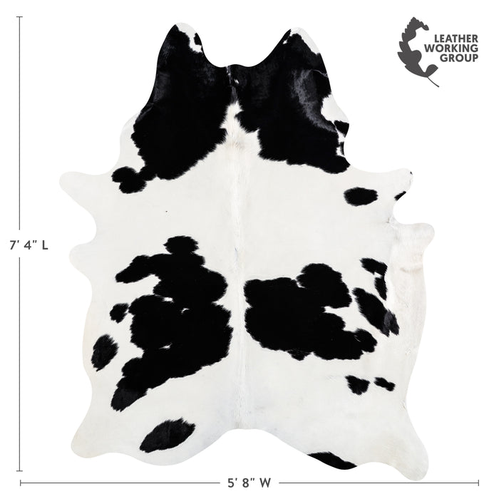 Brazilian Black and White Cowhide Rug Size 7'4" L x 5'8" W 3653
