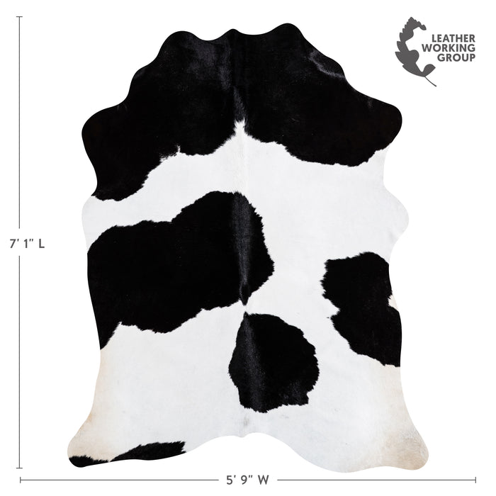 Brazilian Black and White Cowhide Rug Size 7'1" L x 5'9" W 3668