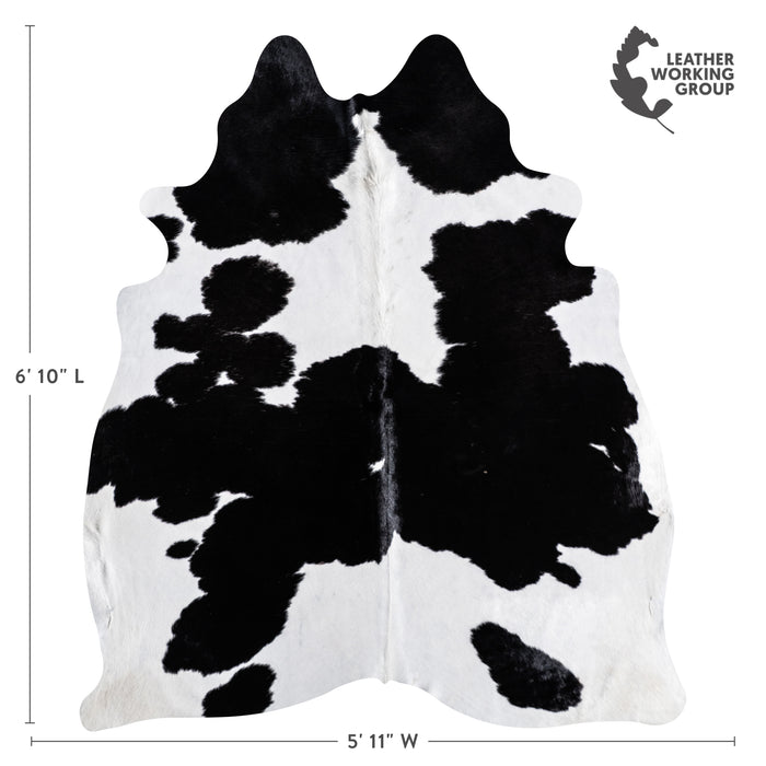Brazilian Black and White Cowhide Rug Size 6'10" L x 5'11" W 3670