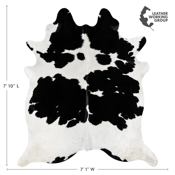 Brazilian Black and White Cowhide Rug Size 7'10" L x 7'1" W 3671