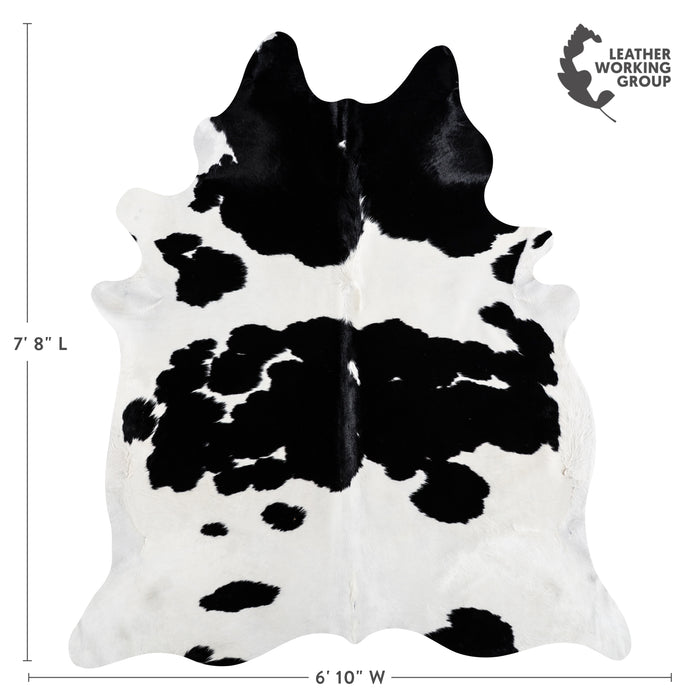 Brazilian Black and White Cowhide Rug Size 7'8" L x 6'10" W 3675