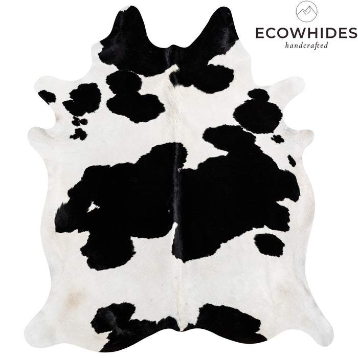 Brazilian Black and White Cowhide Rug Size 7'7" L x 6'10" W 3677