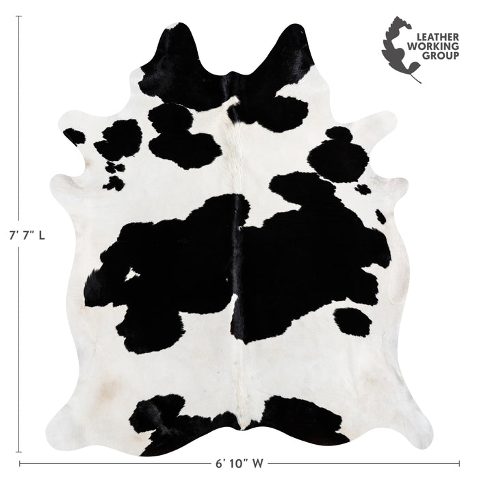 Brazilian Black and White Cowhide Rug Size 7'7" L x 6'10" W 3677