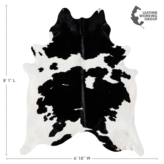 Brazilian Black and White Cowhide Rug Size 8'1" L x 6'10" W 3678