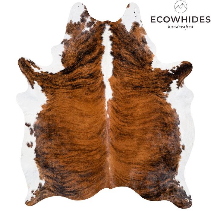 Brazilian Brindle White Belly and Backbone Cowhide Rug Size 7'9" L x 6'5" W 3685