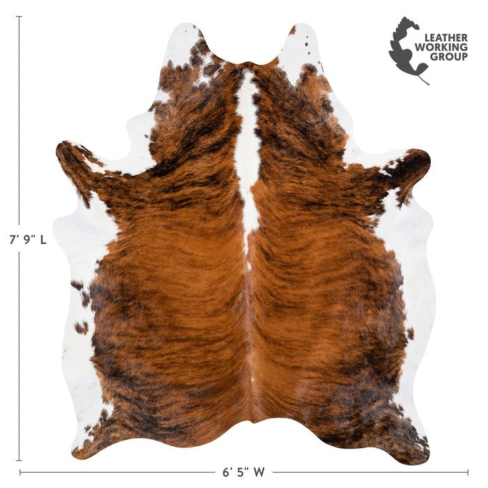 Brazilian Brindle White Belly and Backbone Cowhide Rug Size 7'9" L x 6'5" W 3685