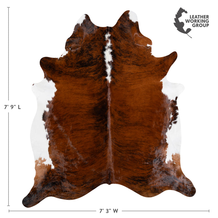Brazilian Brindle White Belly and Backbone Cowhide Rug Size 7'9" L x 7'3" W 3687
